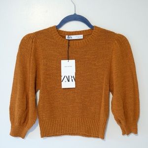 Zara Burnt Orange Cropped Shirt